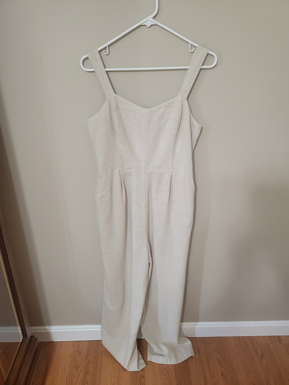 Old Navy Cream Wide-Strap Wide-Leg Jumpsuit